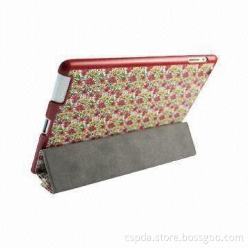 Super Slim Stand PU Cases for New iPad, with Red Floral Pattern